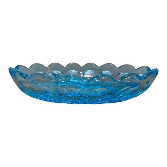 Vintage Anchor Hocking Segmented Blue Glass Candy-Nut Dish - Picture 2 of 3
